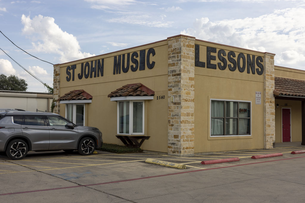 Exterior of St John Music Lessons building in San Antonio, Texas